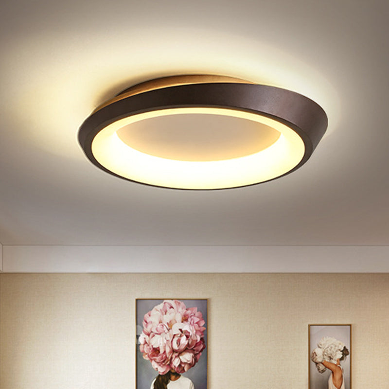 Round Bedroom Flush Mounted Light Metallic LED Modernist Flush Lamp Fixture in Gold/Coffee, Warm/White Light Clearhalo 'Ceiling Lights' 'Close To Ceiling Lights' 'Close to ceiling' 'Flush mount' Lighting' 1272385