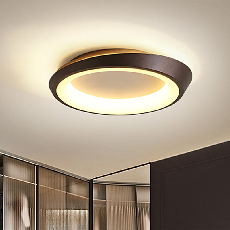 Round Bedroom Flush Mounted Light Metallic LED Modernist Flush Lamp Fixture in Gold/Coffee, Warm/White Light Clearhalo 'Ceiling Lights' 'Close To Ceiling Lights' 'Close to ceiling' 'Flush mount' Lighting' 1272386