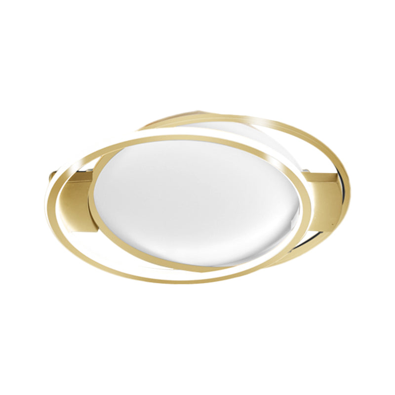 Gold Dual Ring Flush Lighting Minimalism LED Metallic Flush Mount Lamp in Warm/White Light