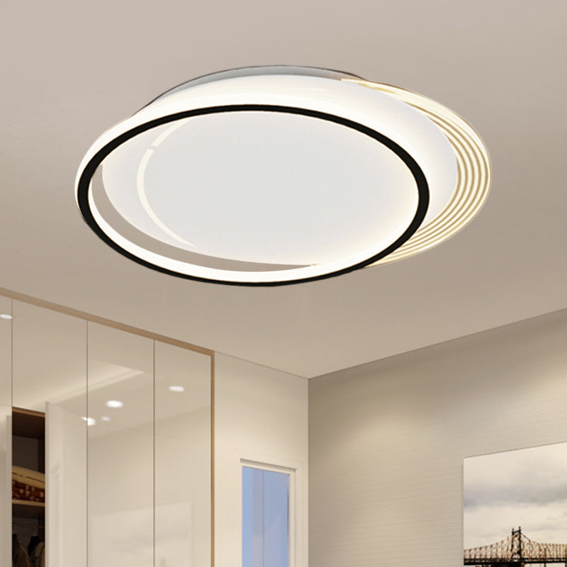 Metallic Circle Flush Mount Minimalism LED Black-White Ceiling Flush in Warm/White Light for Bedroom - Black-White - Clearhalo - 'Ceiling Lights' - 'Close To Ceiling Lights' - 'Close to ceiling' - 'Flush mount' - Lighting' - 1272393