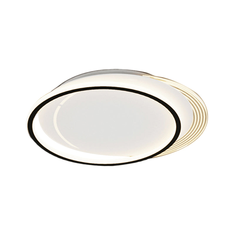 Metallic Circle Flush Mount Minimalism LED Black-White Ceiling Flush in Warm/White Light for Bedroom - Clearhalo - 'Ceiling Lights' - 'Close To Ceiling Lights' - 'Close to ceiling' - 'Flush mount' - Lighting' - 1272395