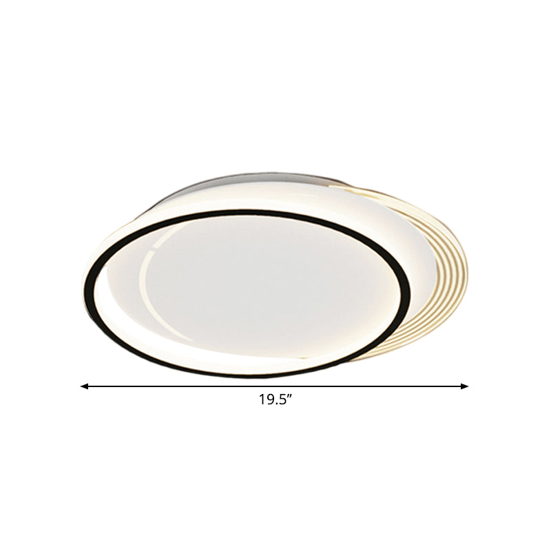 Metallic Circle Flush Mount Minimalism LED Black-White Ceiling Flush in Warm/White Light for Bedroom - Clearhalo - 'Ceiling Lights' - 'Close To Ceiling Lights' - 'Close to ceiling' - 'Flush mount' - Lighting' - 1272396
