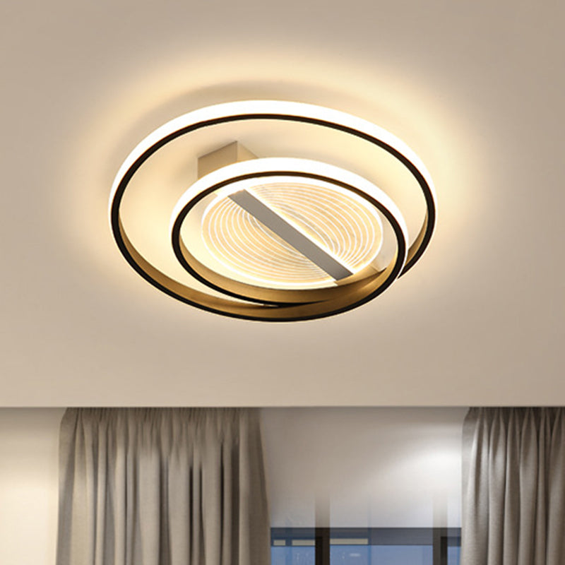 Dual Ring Flush Light Fixture Simplicity Metal White and Gold LED Flush Mounted Lamp in Warm/White Light, 16"/19.5" W