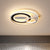 Halo Ring Metallic Ceiling Lamp Fixture Modern Black-White LED Flush Lighting in Warm/White Light, 15"/18"/21.5" W