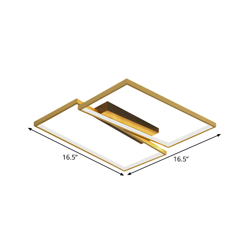 Simple Square/Round Frame Flushmount Metallic LED Bedroom Flush Mount Fixture in Gold, Warm/White Light Clearhalo 'Ceiling Lights' 'Close To Ceiling Lights' 'Close to ceiling' 'Flush mount' Lighting' 1272420