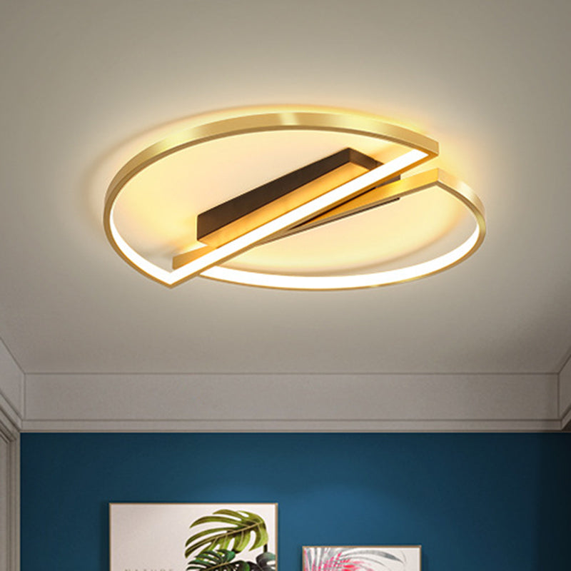 Simple Square/Round Frame Flushmount Metallic LED Bedroom Flush Mount Fixture in Gold, Warm/White Light Clearhalo 'Ceiling Lights' 'Close To Ceiling Lights' 'Close to ceiling' 'Flush mount' Lighting' 1272422