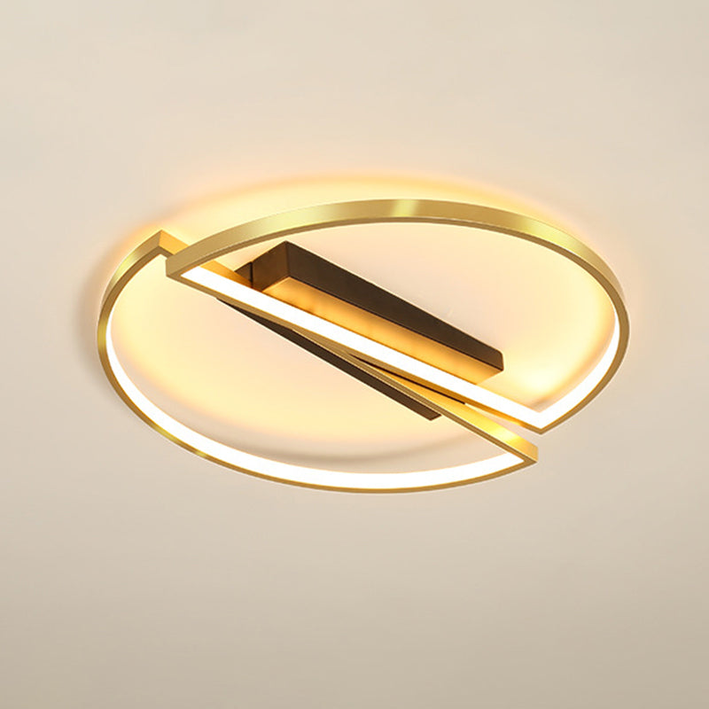 Simple Square/Round Frame Flushmount Metallic LED Bedroom Flush Mount Fixture in Gold, Warm/White Light Clearhalo 'Ceiling Lights' 'Close To Ceiling Lights' 'Close to ceiling' 'Flush mount' Lighting' 1272424