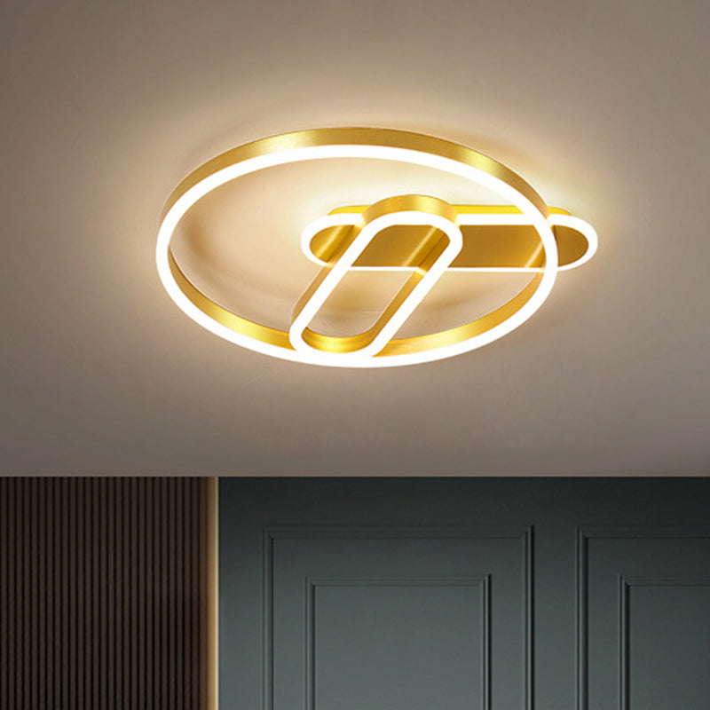 Gold Ring Ceiling Flush Mount Modern 18"/21.5" Dia LED Metal Flush Lighting in Warm/White Light