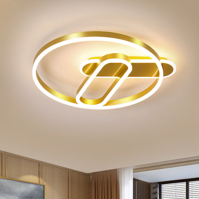 Gold Ring Ceiling Flush Mount Modern 18"/21.5" Dia LED Metal Flush Lighting in Warm/White Light