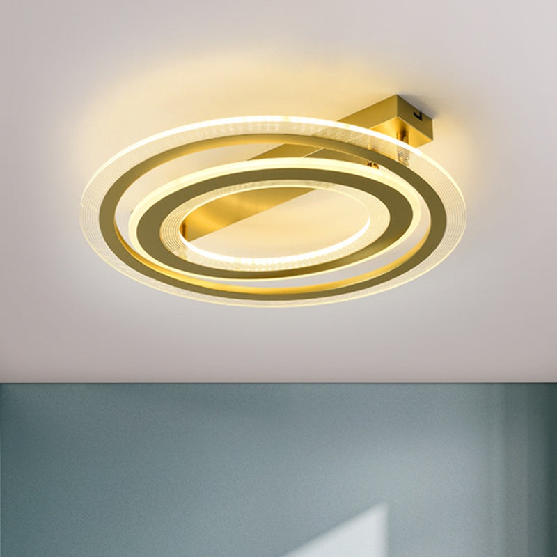 Metal Dual Ring Flush Lamp Simplicity LED Ceiling Mounted Light in Gold for Bedroom, 16"/19.5" W - Clearhalo - 'Ceiling Lights' - 'Close To Ceiling Lights' - 'Close to ceiling' - 'Flush mount' - Lighting' - 1272449