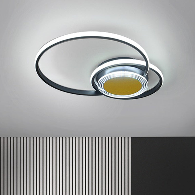 Black/Gold Hoop Flush Lighting Contemporary LED Metallic Ceiling Flush Mount for Bedroom, 14"/18" W - Clearhalo - 'Ceiling Lights' - 'Close To Ceiling Lights' - 'Close to ceiling' - 'Flush mount' - Lighting' - 1272469