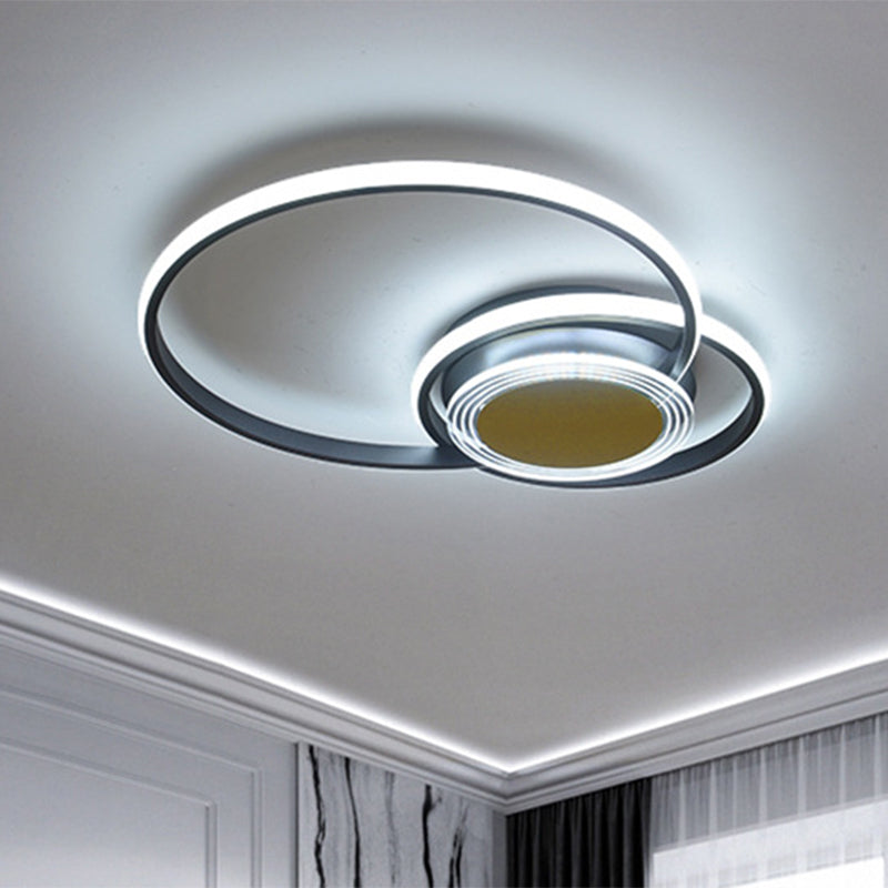 Black/Gold Hoop Flush Lighting Contemporary LED Metallic Ceiling Flush Mount for Bedroom, 14"/18" W - Clearhalo - 'Ceiling Lights' - 'Close To Ceiling Lights' - 'Close to ceiling' - 'Flush mount' - Lighting' - 1272470