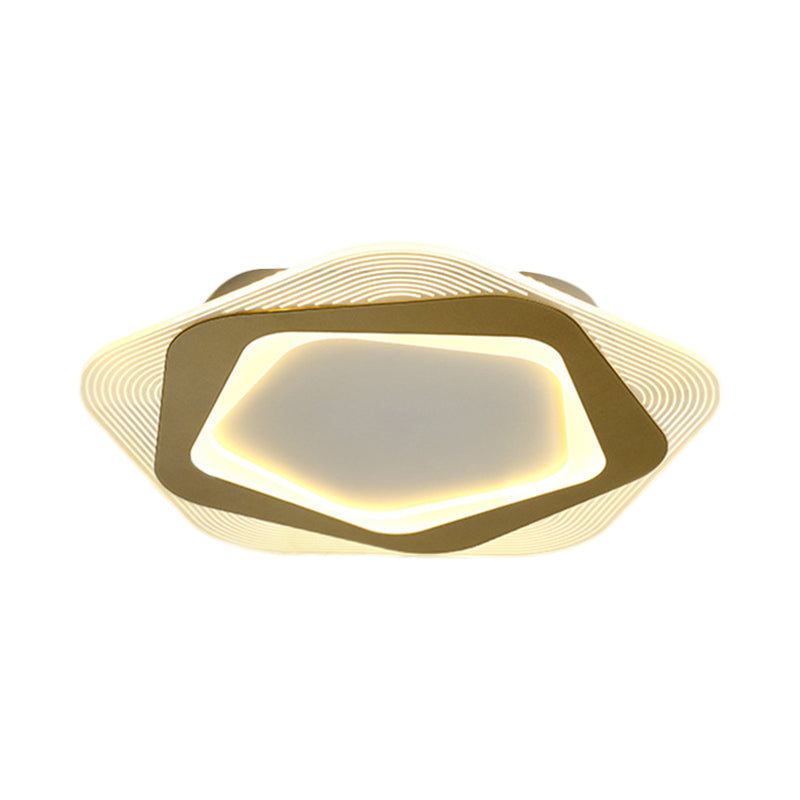 Metal Hexagon/Pentagon Flush Mount Modernism 18"/21.5" Width LED Flushmount Ceiling Light in Gold for Parlour - Clearhalo - 'Ceiling Lights' - 'Close To Ceiling Lights' - 'Close to ceiling' - 'Flush mount' - Lighting' - 1272479