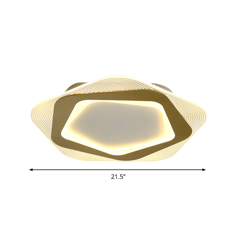 Metal Hexagon/Pentagon Flush Mount Modernism 18"/21.5" Width LED Flushmount Ceiling Light in Gold for Parlour - Clearhalo - 'Ceiling Lights' - 'Close To Ceiling Lights' - 'Close to ceiling' - 'Flush mount' - Lighting' - 1272481