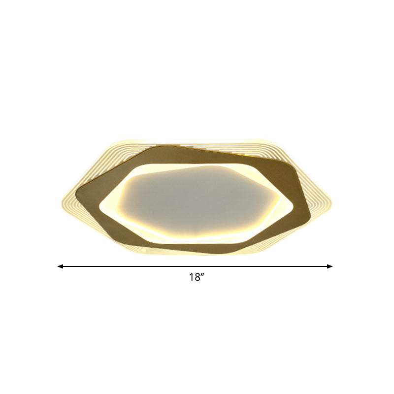 Metal Hexagon/Pentagon Flush Mount Modernism 18"/21.5" Width LED Flushmount Ceiling Light in Gold for Parlour - Clearhalo - 'Ceiling Lights' - 'Close To Ceiling Lights' - 'Close to ceiling' - 'Flush mount' - Lighting' - 1272486