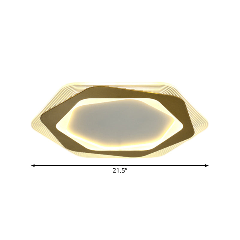 Metal Hexagon/Pentagon Flush Mount Modernism 18"/21.5" Width LED Flushmount Ceiling Light in Gold for Parlour - Clearhalo - 'Ceiling Lights' - 'Close To Ceiling Lights' - 'Close to ceiling' - 'Flush mount' - Lighting' - 1272487