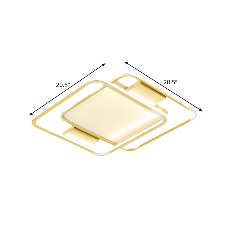 Gold Finish Dual Rhombus Flush Light Minimal 16.5"/20.5" Wide LED Metal Flush Lamp in Warm/White Light
