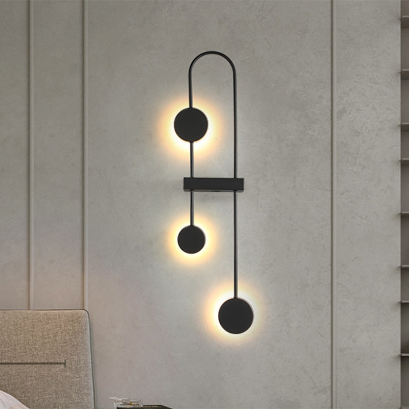 Black/Gold Arched Sconce Minimalism 3 Heads Metal LED Wall Mounted Light Fixture, Warm/White Light Black Clearhalo 'Cast Iron' 'Glass' 'Industrial' 'Modern wall lights' 'Modern' 'Tiffany' 'Traditional wall lights' 'Wall Lamps & Sconces' 'Wall Lights' Lighting' 1272592