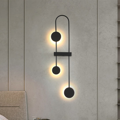 Black/Gold Arched Sconce Minimalism 3 Heads Metal LED Wall Mounted Light Fixture, Warm/White Light Black Clearhalo 'Cast Iron' 'Glass' 'Industrial' 'Modern wall lights' 'Modern' 'Tiffany' 'Traditional wall lights' 'Wall Lamps & Sconces' 'Wall Lights' Lighting' 1272592