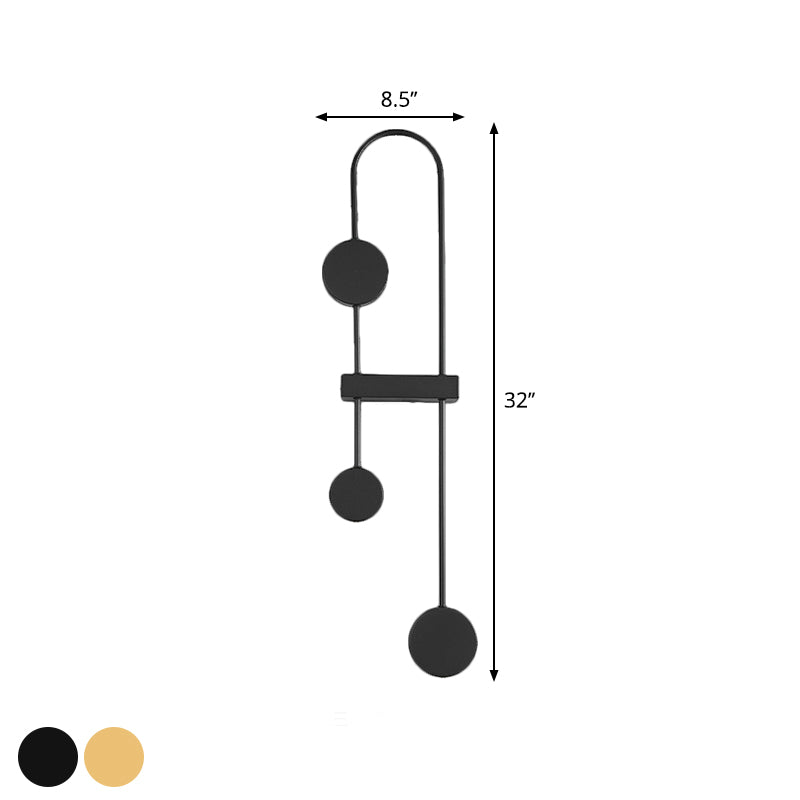 Black/Gold Arched Sconce Minimalism 3 Heads Metal LED Wall Mounted Light Fixture, Warm/White Light Clearhalo 'Cast Iron' 'Glass' 'Industrial' 'Modern wall lights' 'Modern' 'Tiffany' 'Traditional wall lights' 'Wall Lamps & Sconces' 'Wall Lights' Lighting' 1272595