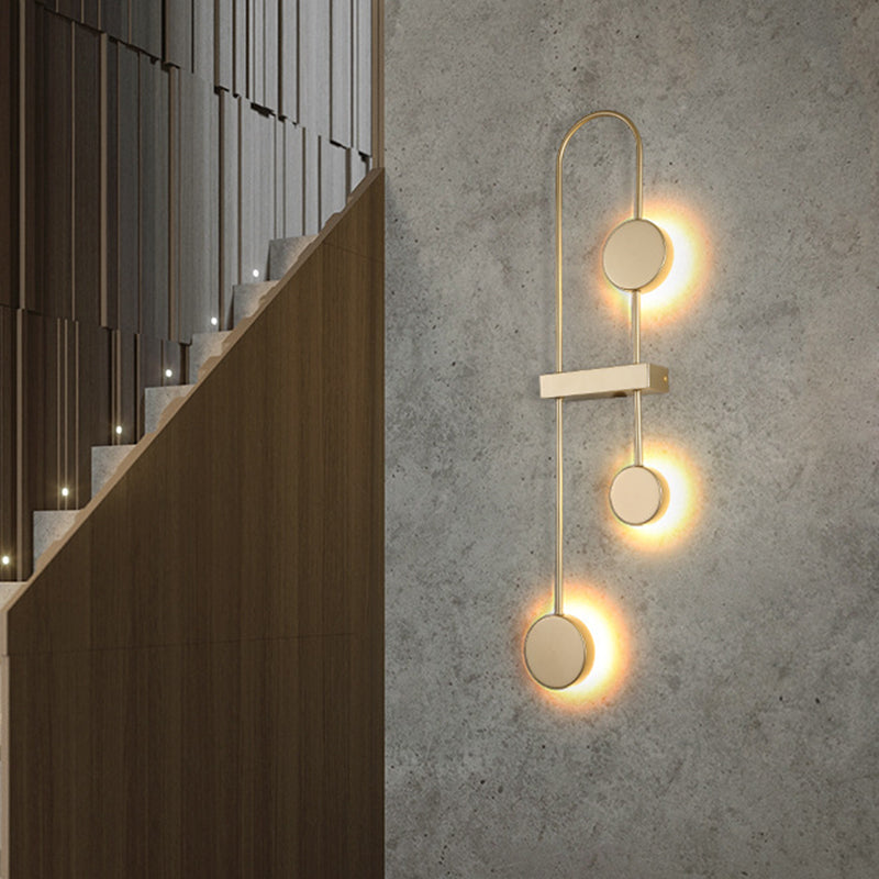 Black/Gold Arched Sconce Minimalism 3 Heads Metal LED Wall Mounted Light Fixture, Warm/White Light Gold Clearhalo 'Cast Iron' 'Glass' 'Industrial' 'Modern wall lights' 'Modern' 'Tiffany' 'Traditional wall lights' 'Wall Lamps & Sconces' 'Wall Lights' Lighting' 1272596