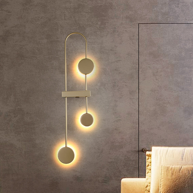 Black/Gold Arched Sconce Minimalism 3 Heads Metal LED Wall Mounted Light Fixture, Warm/White Light Clearhalo 'Cast Iron' 'Glass' 'Industrial' 'Modern wall lights' 'Modern' 'Tiffany' 'Traditional wall lights' 'Wall Lamps & Sconces' 'Wall Lights' Lighting' 1272597