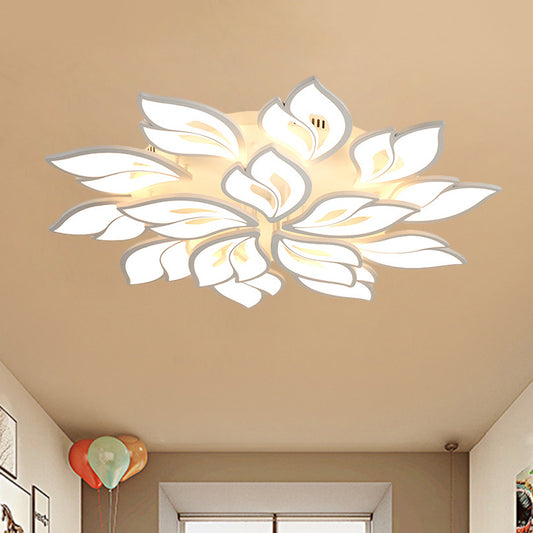 Acrylic Floral Flush Lamp Minimalism LED White Ceiling Fixture in Warm/White Light for Drawing Room White Clearhalo 'Ceiling Lights' 'Close To Ceiling Lights' 'Close to ceiling' 'Semi-flushmount' Lighting' 1272609
