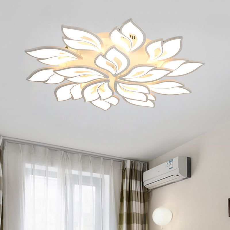 Acrylic Floral Flush Lamp Minimalism LED White Ceiling Fixture in Warm/White Light for Drawing Room Clearhalo 'Ceiling Lights' 'Close To Ceiling Lights' 'Close to ceiling' 'Semi-flushmount' Lighting' 1272610