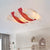 Red-White Cylinder Ceiling Light Simplicity 3-Head Acrylic Ultra Thin Flush Mount Fixture Red-White Clearhalo 'Ceiling Lights' 'Close To Ceiling Lights' 'Close to ceiling' 'Semi-flushmount' Lighting' 1272613