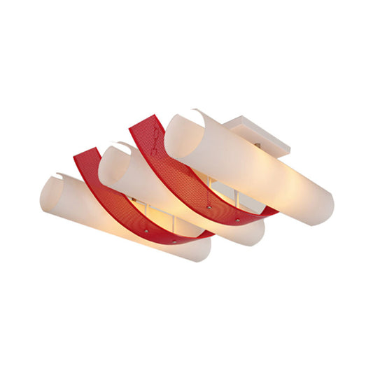 Red-White Cylinder Ceiling Light Simplicity 3-Head Acrylic Ultra Thin Flush Mount Fixture Clearhalo 'Ceiling Lights' 'Close To Ceiling Lights' 'Close to ceiling' 'Semi-flushmount' Lighting' 1272615