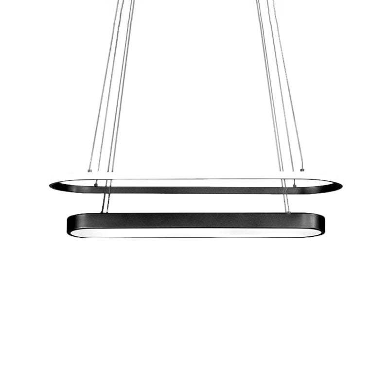 Nordic 2-Layer Oval Chandelier Lamp Metal LED Restaurant Pendant Lamp Kit in Black/Gold, Warm/White Light Clearhalo 'Ceiling Lights' 'Chandeliers' 'Modern Chandeliers' 'Modern' Lighting' 1272636