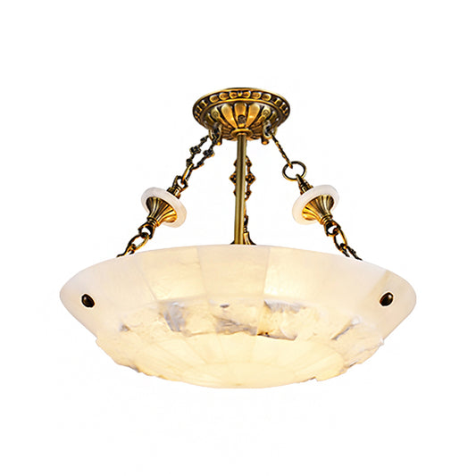 White Glass Bowl Semi Flush Mount Traditional 3/4-Light Living Room Close to Ceiling Lamp, 16"/19.5" W Clearhalo 'Ceiling Lights' 'Close To Ceiling Lights' 'Close to ceiling' 'Glass shade' 'Glass' 'Semi-flushmount' Lighting' 1272639