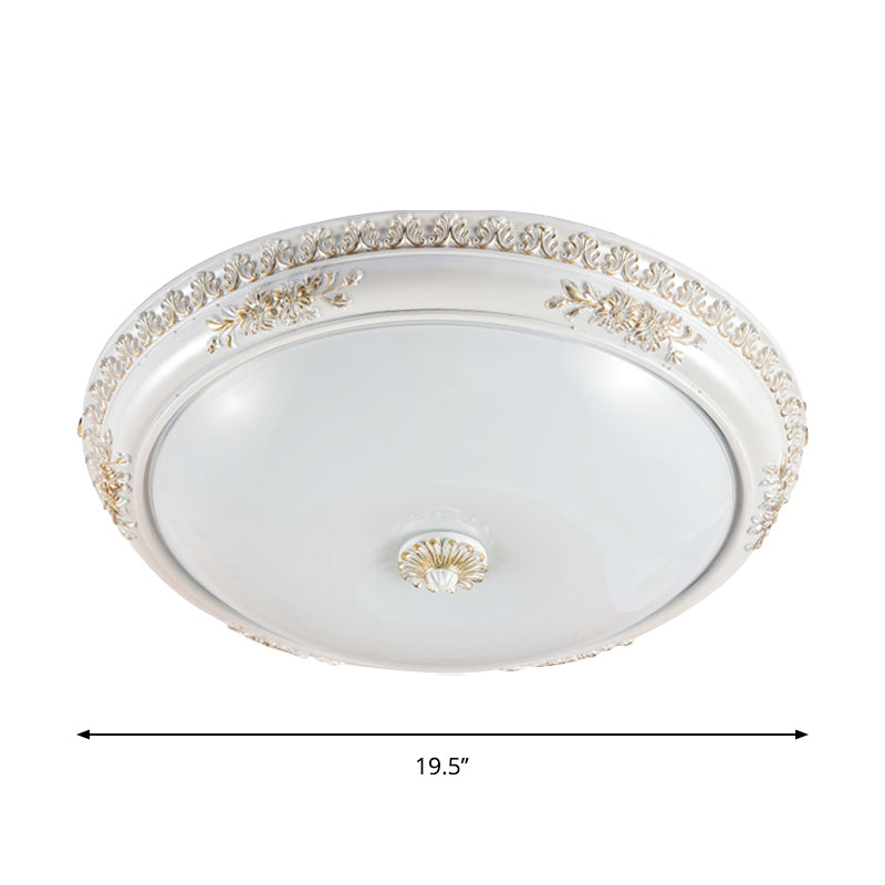 Bowl Corridor Ceiling Flush Light Vintage Frosted Glass 14"/16"/19.5" W LED White Flush Mount Lamp
