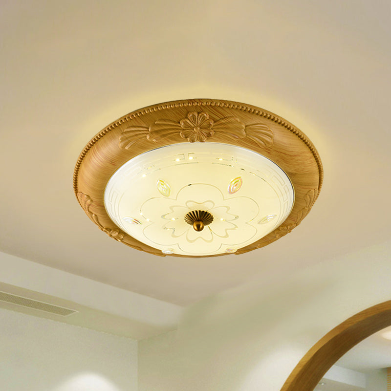 Round Dining Room LED Flush Mount Minimalistic Milk Glass Yellow-Brown Ceiling Lighting, 14"/16"/19.5" Wide Clearhalo 'Ceiling Lights' 'Close To Ceiling Lights' 'Close to ceiling' 'Flush mount' Lighting' 1272787