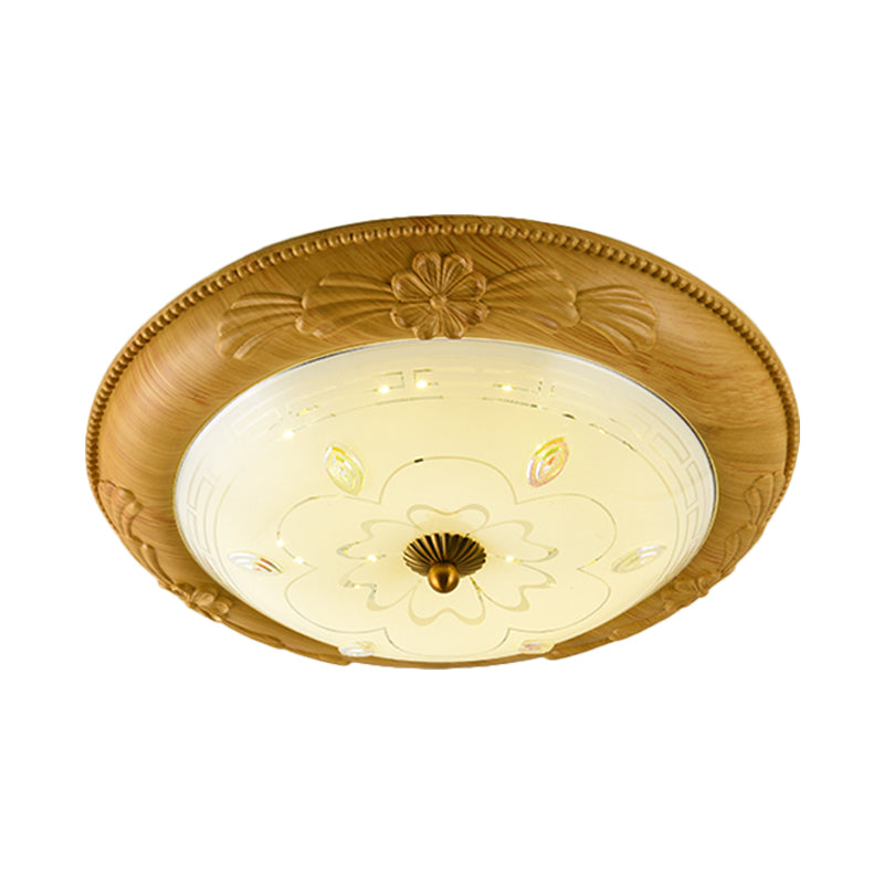 Round Dining Room LED Flush Mount Minimalistic Milk Glass Yellow-Brown Ceiling Lighting, 14"/16"/19.5" Wide Clearhalo 'Ceiling Lights' 'Close To Ceiling Lights' 'Close to ceiling' 'Flush mount' Lighting' 1272788
