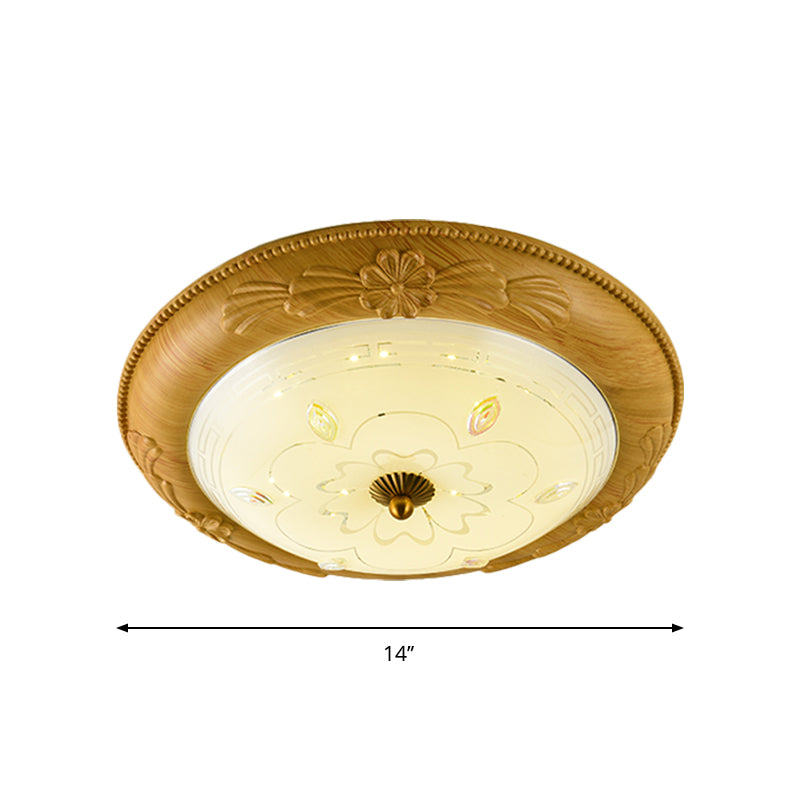 Round Dining Room LED Flush Mount Minimalistic Milk Glass Yellow-Brown Ceiling Lighting, 14"/16"/19.5" Wide Clearhalo 'Ceiling Lights' 'Close To Ceiling Lights' 'Close to ceiling' 'Flush mount' Lighting' 1272789