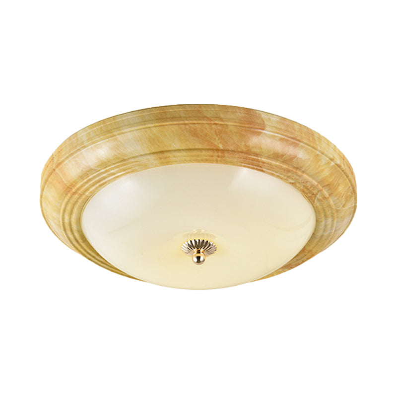 Minimalist Bowl Flush Ceiling Light White Glass 14"/16"/19.5" Wide LED Flushmount in Yellow for Foyer - Clearhalo - 'Ceiling Lights' - 'Close To Ceiling Lights' - 'Close to ceiling' - 'Flush mount' - Lighting' - 1272824