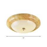 Minimalist Bowl Flush Ceiling Light White Glass 14"/16"/19.5" Wide LED Flushmount in Yellow for Foyer - Clearhalo - 'Ceiling Lights' - 'Close To Ceiling Lights' - 'Close to ceiling' - 'Flush mount' - Lighting' - 1272825