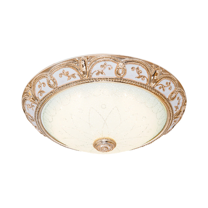 Antiqued Cutouts Scalloped Flushmount Cream Glass 14"/16"/19.5" W LED Close to Ceiling Light in Gold Clearhalo 'Ceiling Lights' 'Close To Ceiling Lights' 'Close to ceiling' 'Flush mount' Lighting' 1272854