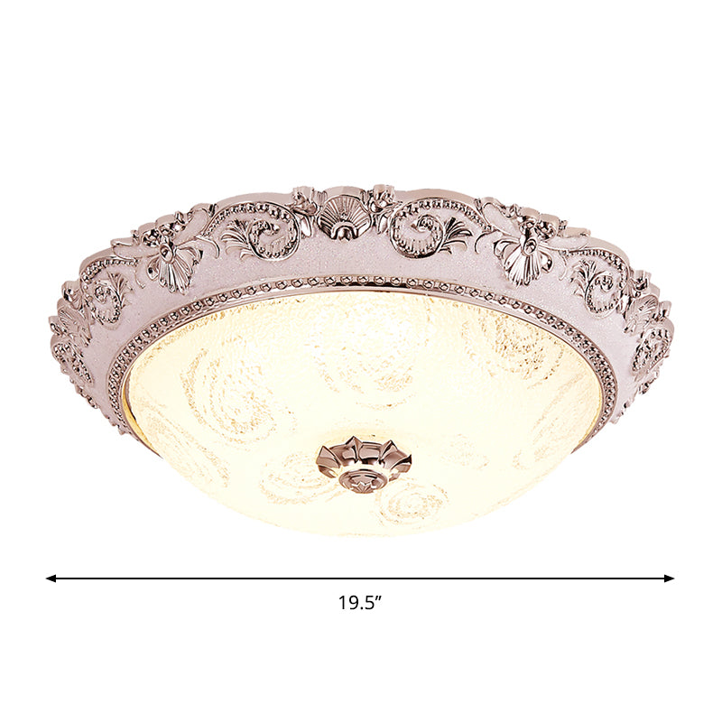 Dome Hallway Ceiling Flush Light Classic Milk Glass Silver LED Flush Mount Recessed Lighting, 16"/19.5" W