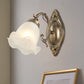 Frosted White Glass Ruffle Sconce Light Traditional 1/2-Head Corner Wall Mount Light in Bronze/Copper Clearhalo 'Wall Lamps & Sconces' 'Wall Lights' Lighting' 1272889