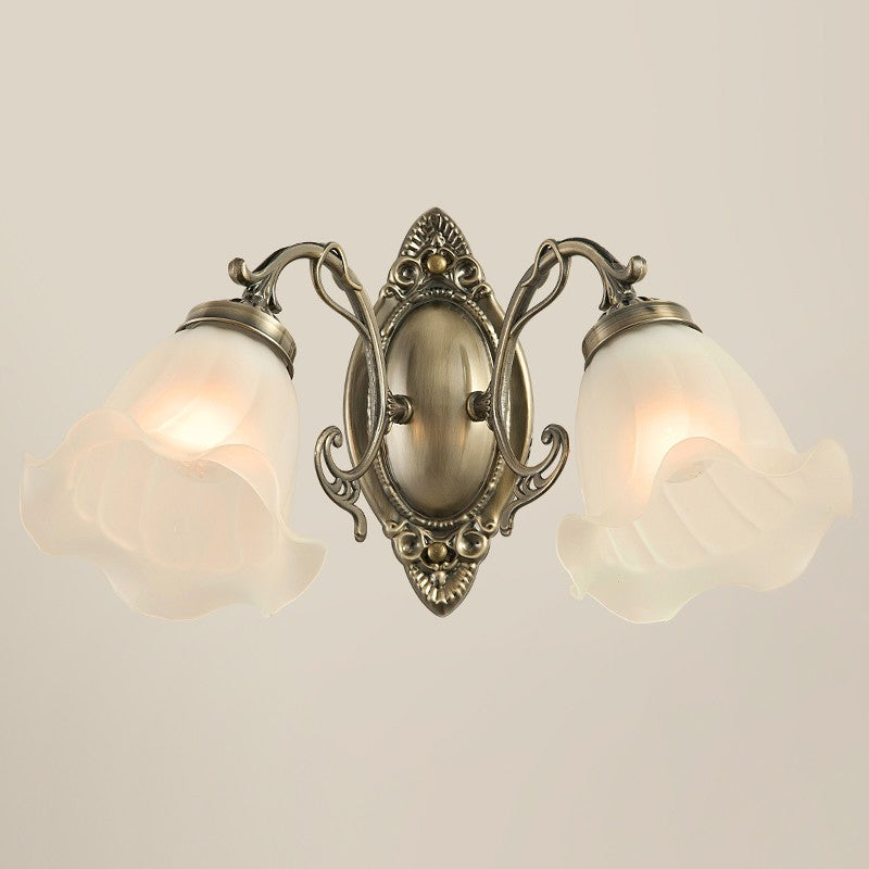 Frosted White Glass Ruffle Sconce Light Traditional 1/2-Head Corner Wall Mount Light in Bronze/Copper Clearhalo 'Wall Lamps & Sconces' 'Wall Lights' Lighting' 1272899