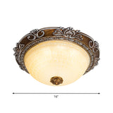 Countryside Bowl Flush Light Fixture Tan Glass LED Flush Mount Lamp in Brown for Bedroom, 14"/16"/19.5" W