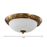 12"/16"/19.5" W Brass LED Flush Lighting Traditional Milk White Glass Dome Shade Flush Mount Lamp Clearhalo 'Ceiling Lights' 'Close To Ceiling Lights' 'Close to ceiling' 'Flush mount' Lighting' 1273047
