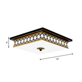 Milky Glass Squared Flush Light Traditional LED Parlour Ceiling Mounted Fixture in Black and Gold - Clearhalo - 'Ceiling Lights' - 'Close To Ceiling Lights' - 'Close to ceiling' - 'Flush mount' - Lighting' - 1273079
