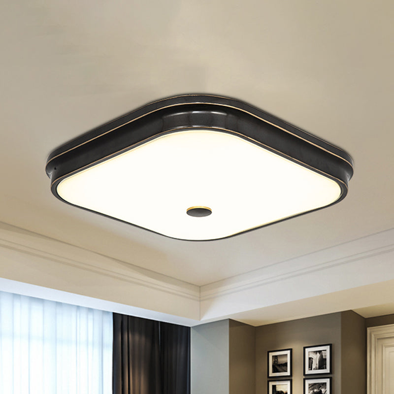 Black LED Flushmount Lighting Countryside Cream Glass Square Flush Mounted Lamp, 12"/16"/19.5" Wide - Clearhalo - 'Ceiling Lights' - 'Close To Ceiling Lights' - 'Close to ceiling' - 'Flush mount' - Lighting' - 1273082