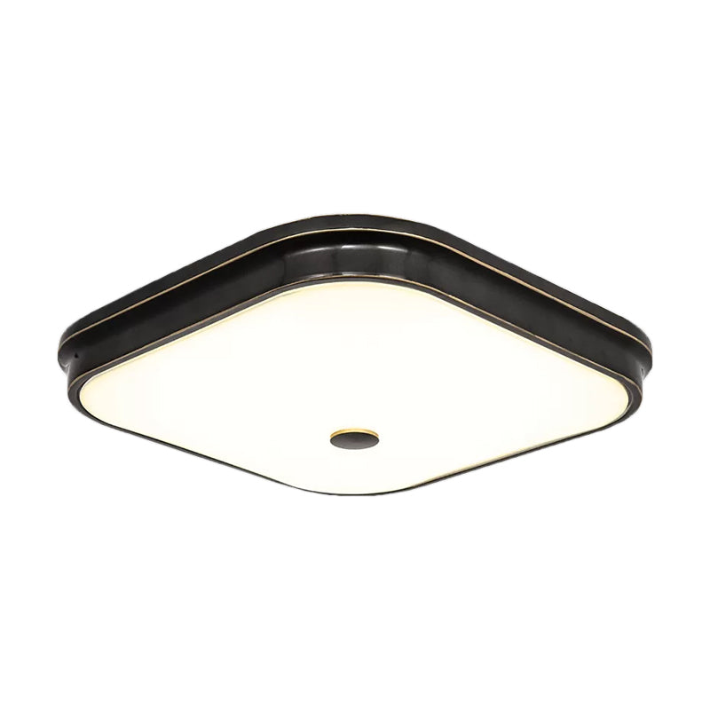 Black LED Flushmount Lighting Countryside Cream Glass Square Flush Mounted Lamp, 12"/16"/19.5" Wide - Clearhalo - 'Ceiling Lights' - 'Close To Ceiling Lights' - 'Close to ceiling' - 'Flush mount' - Lighting' - 1273083