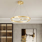 Simplicity 3-Ring Ceiling Hang Fixture Metallic Dining Room LED Chandelier Light in Gold, Warm/White Light Clearhalo 'Ceiling Lights' 'Chandeliers' 'Modern Chandeliers' 'Modern' Lighting' 1273219