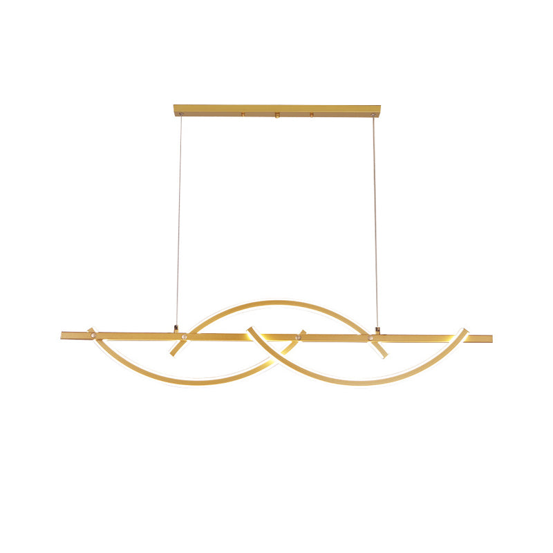 3-Arched Line Restaurant Chandelier Metal LED Minimalism Hanging Ceiling Light in Black/Gold, Warm/White Light Clearhalo 'Ceiling Lights' 'Chandeliers' 'Modern Chandeliers' 'Modern' Lighting' 1273229