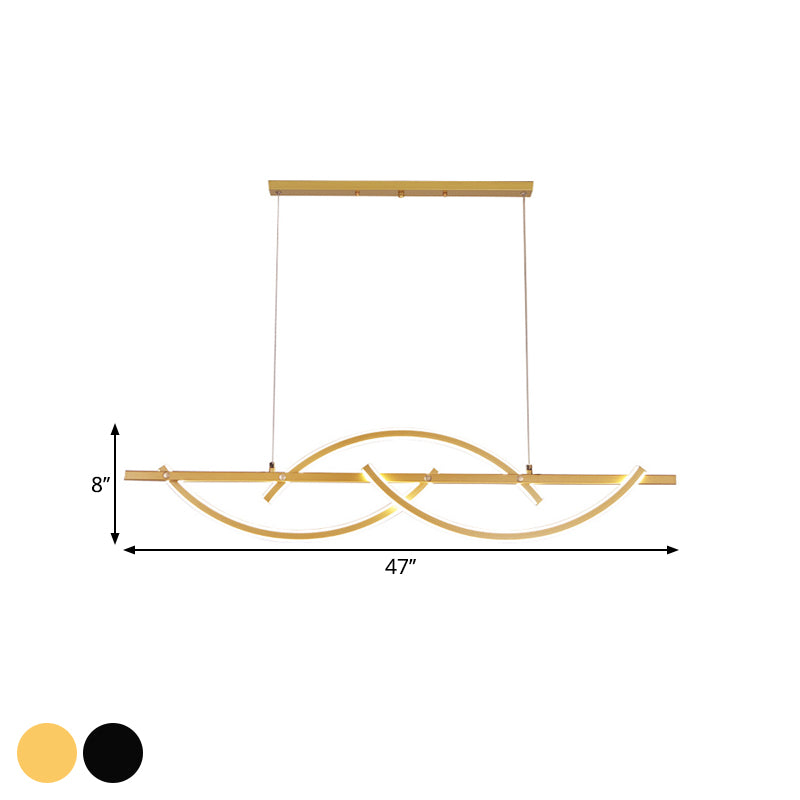 3-Arched Line Restaurant Chandelier Metal LED Minimalism Hanging Ceiling Light in Black/Gold, Warm/White Light Clearhalo 'Ceiling Lights' 'Chandeliers' 'Modern Chandeliers' 'Modern' Lighting' 1273230